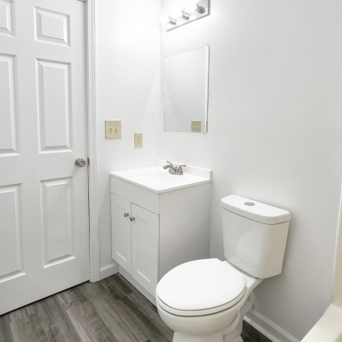 a bathroom with a toilet and sink